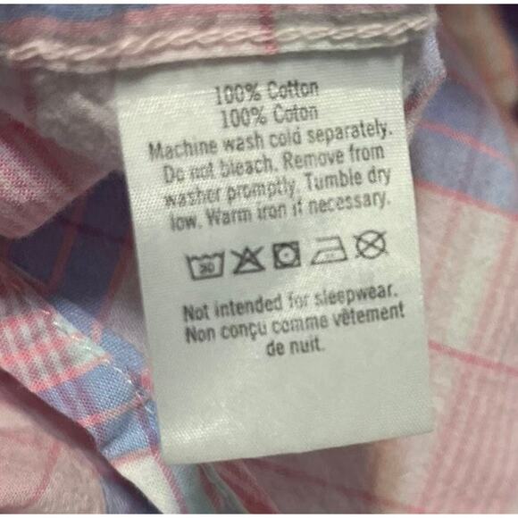 Janie and Jack Blue and Pink Plaid Button-down Shirt 4T 100% Cotton Preppy - Picture 4 of 4